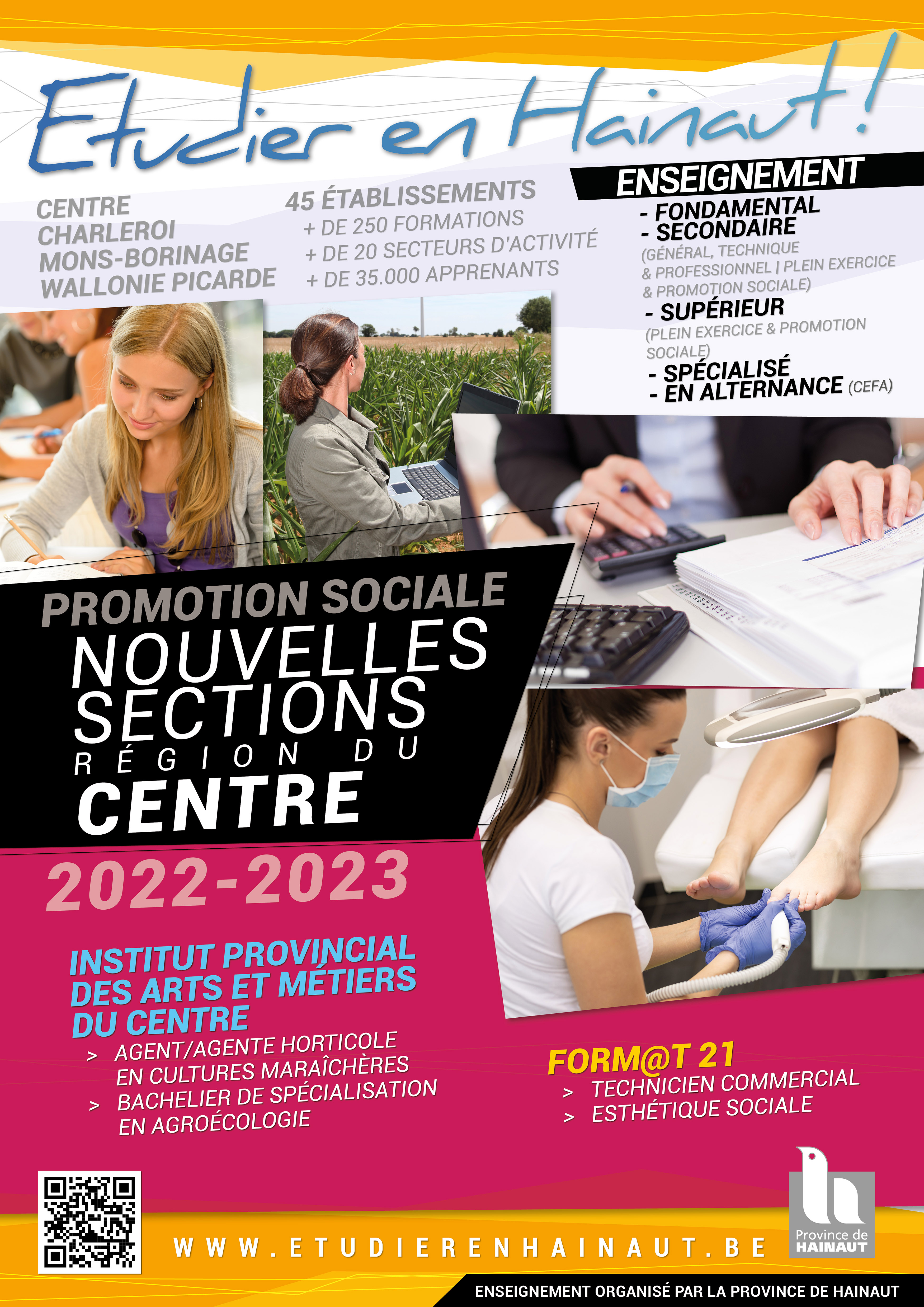 Nos nouvelles sections en Promotion Sociale : Centre 