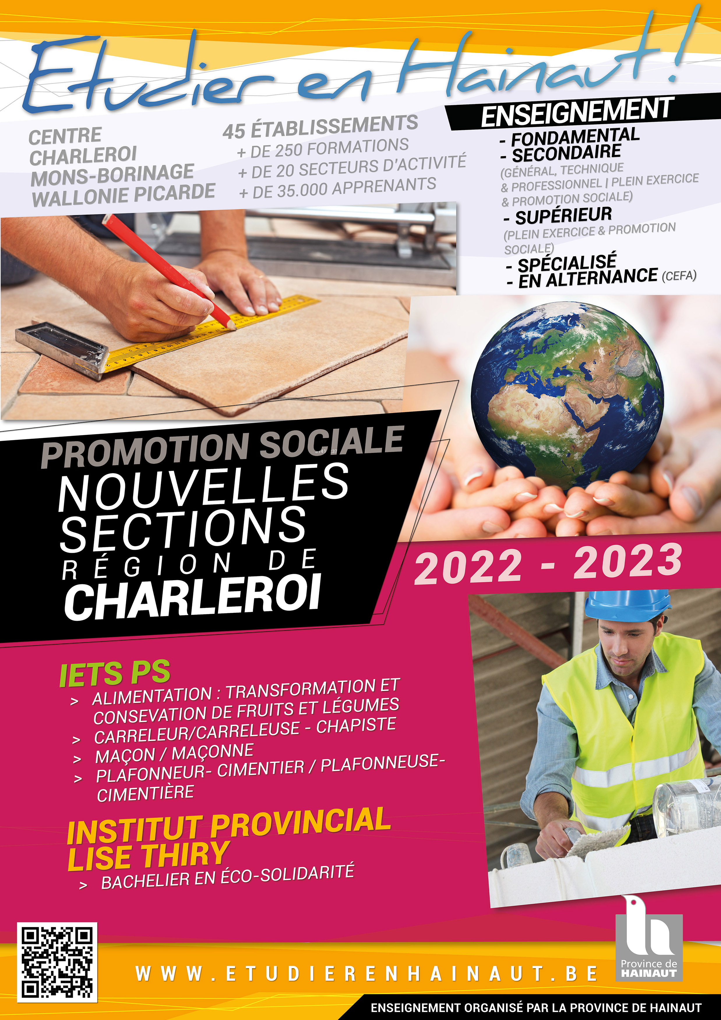 Nos Nouvelles sections en Promotion Sociale : Charleroi 