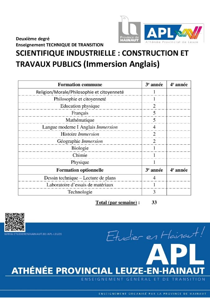APLeuze SCIENTIFIQUE INDUSTRIELLE CONSTRUCTION ET TRAVAUX PUBLICS 2e degré immers anglais grille