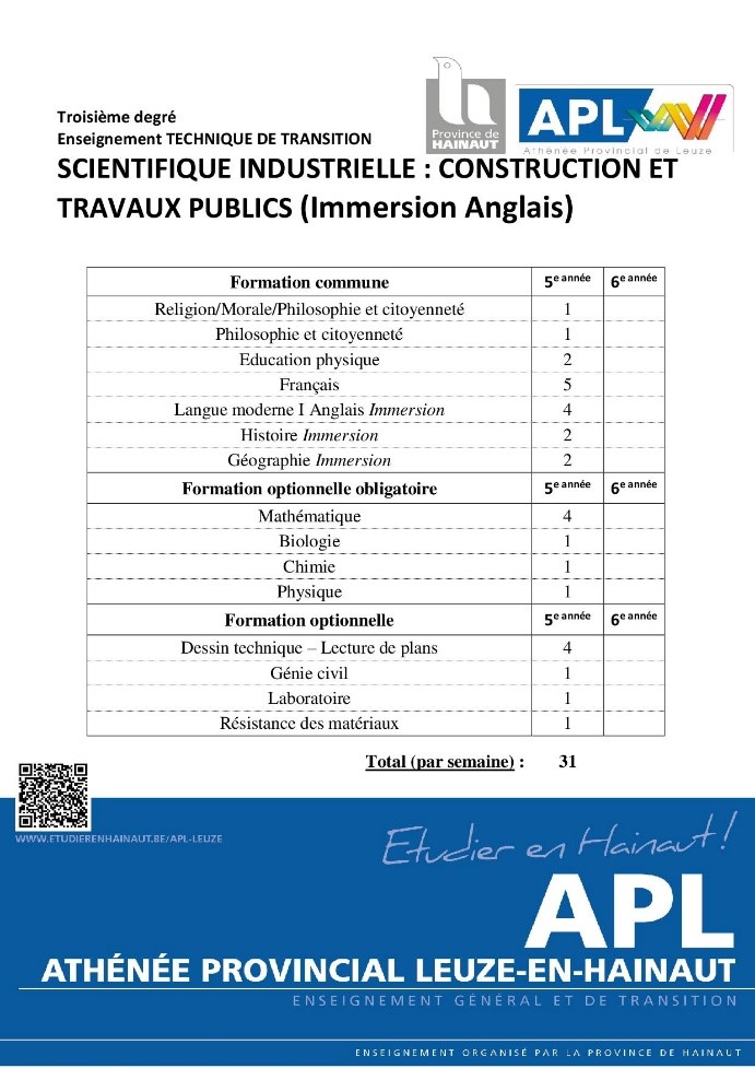 APLeuze SCIENTIFIQUE INDUSTRIELLE CONSTRUCTION ET TRAVAUX PUBLICS 3e degré immers anglais grille