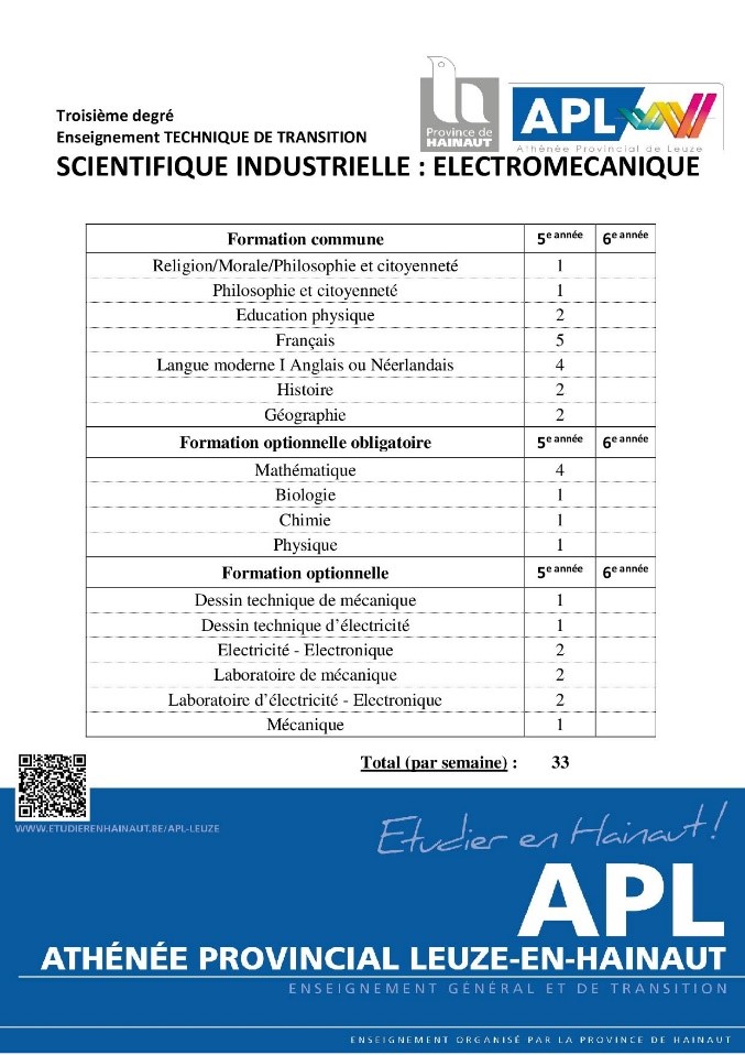 APLeuze SCIENTIFIQUE INDUSTRIELLE ÉLECTROMÉCANIQUE 3e degré grille