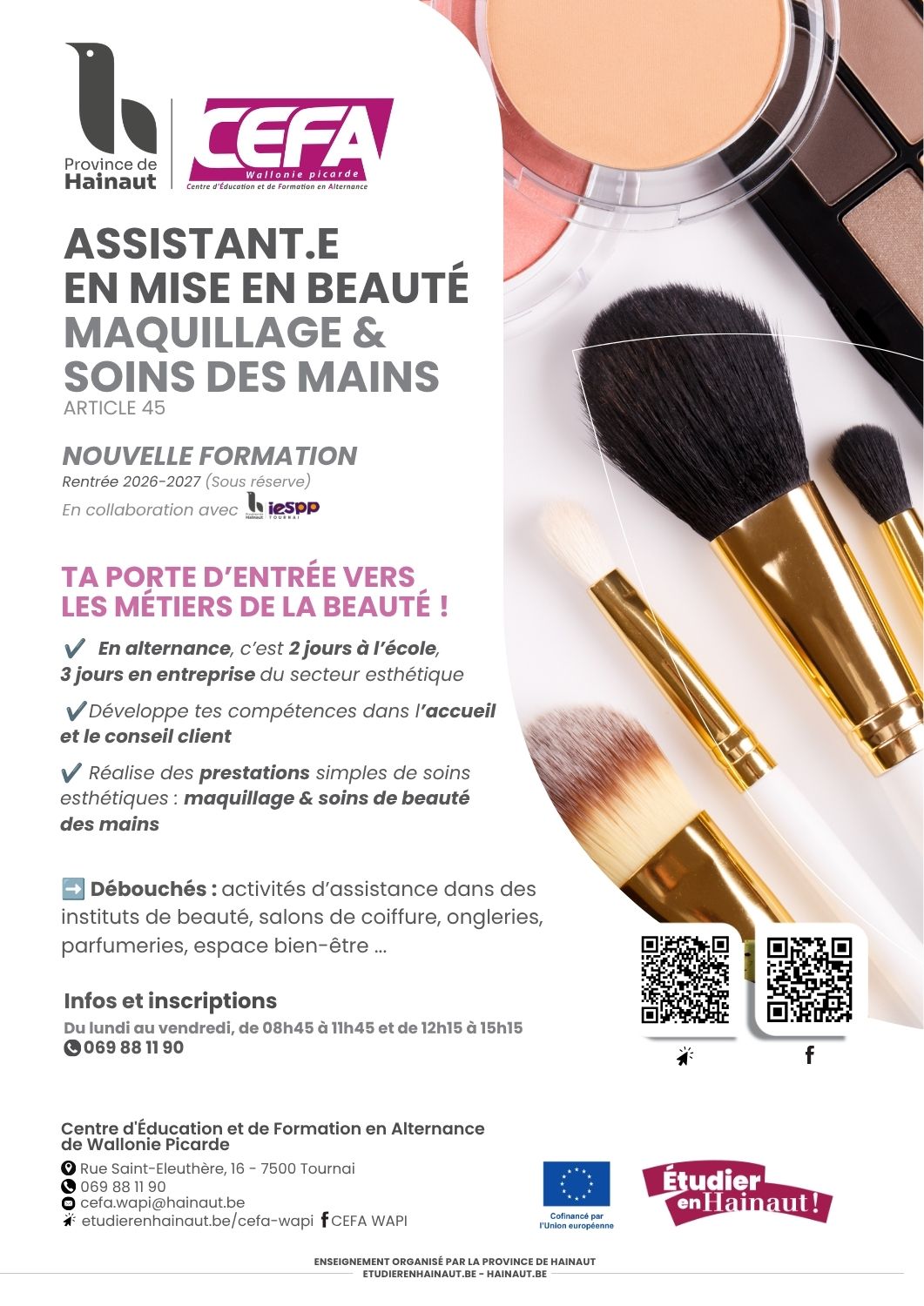Nouveauté pour la rentrée 26-27 : Assistant en mise en beauté - Maquillage et soins des mains