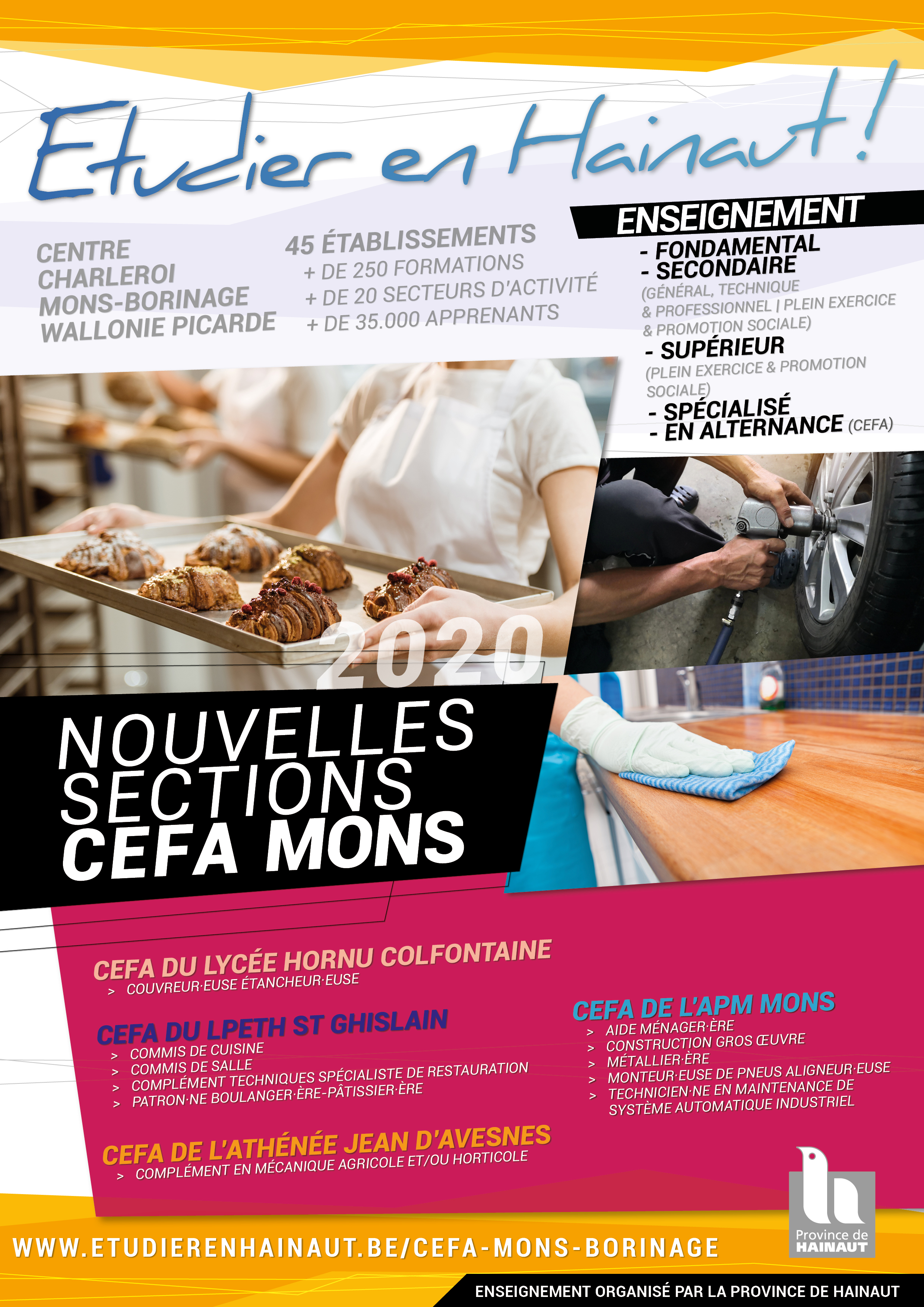 Affiche Nouvelles Sections CEFA MONS 2020 420x594mm