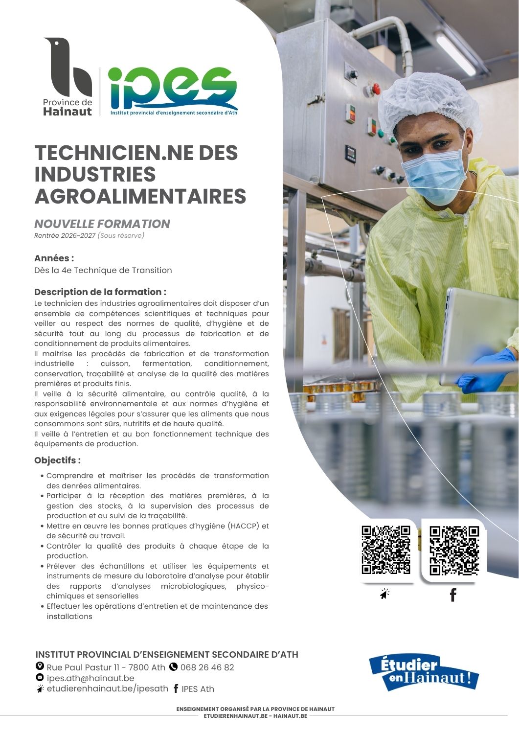 Fiche métier site internet Technicien des industries agroalimentaires