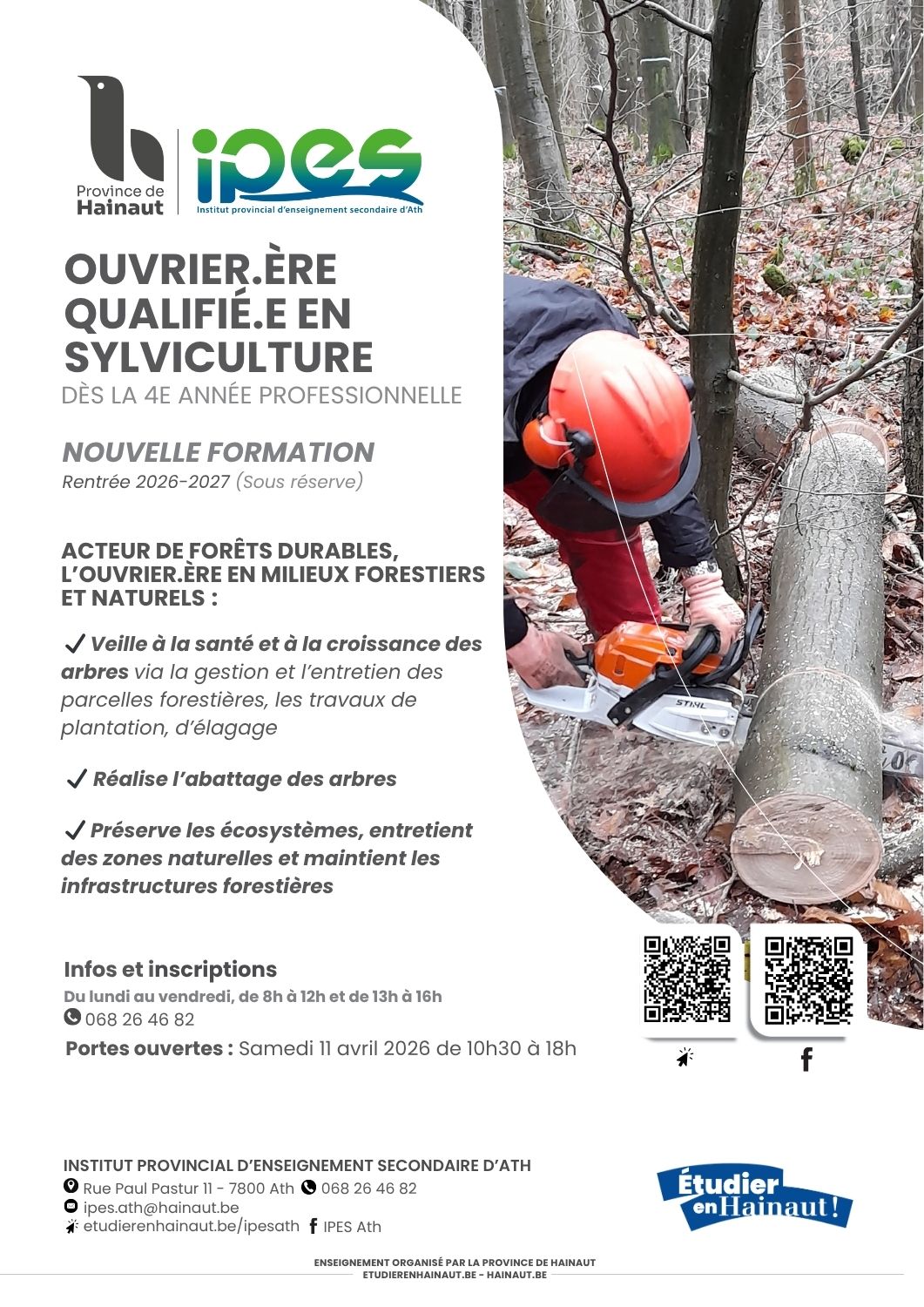 Sylviculture, une nouvelle formation à découvrir à l’IPES Ath !