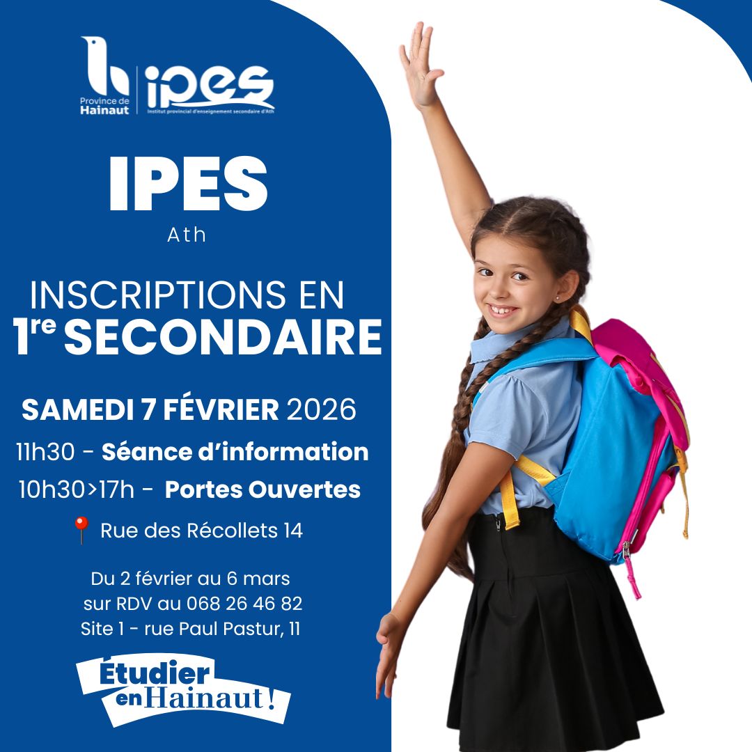 Bientôt les inscriptions en 1re secondaire à l'IPES Ath!
