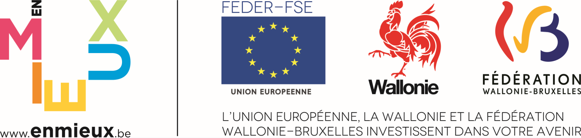 LOGO En Mieux Feder FSE Wallonie FWB