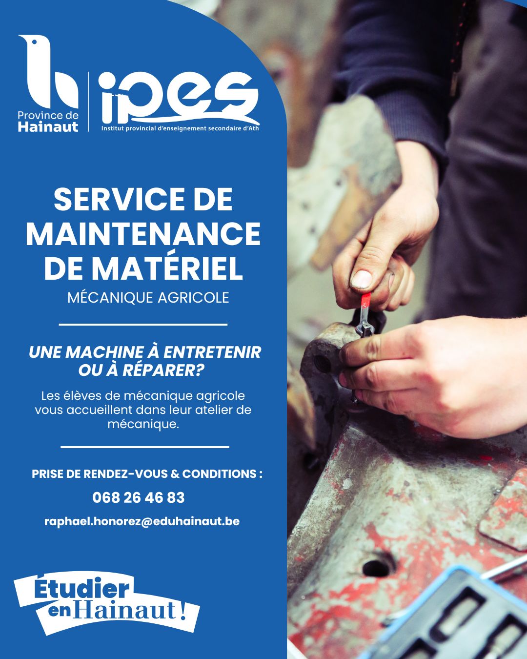 Ouverture d’un service de maintenance et de réparation de matériel agricole à l’IPES Ath