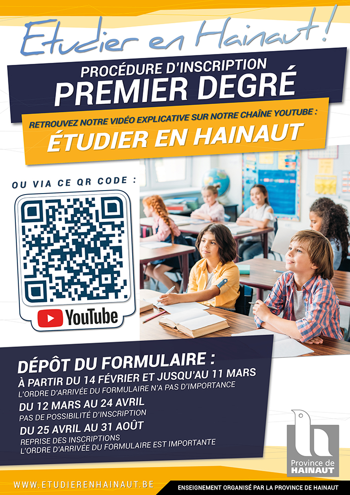 Affiche d'annonce pour les inscriptions du premier degré