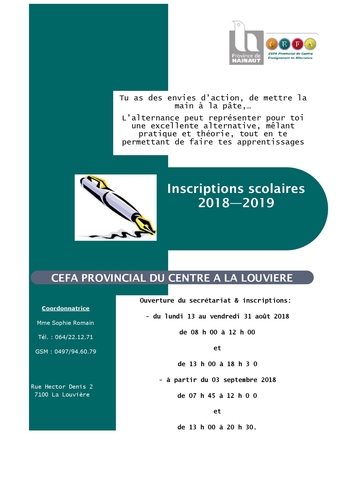 AFFICHE INSCRIPTIONS 2018 2019
