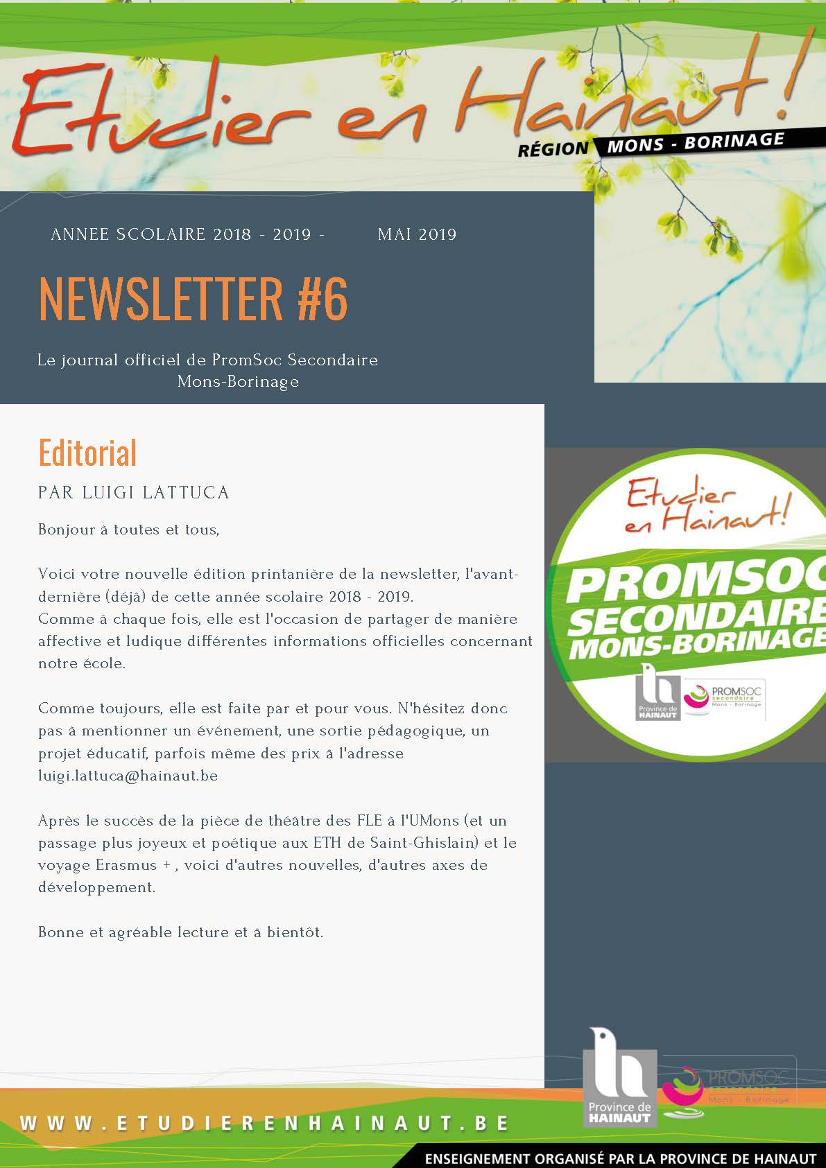 Newsletter 6 année scolaire 2018 2019 Page 1