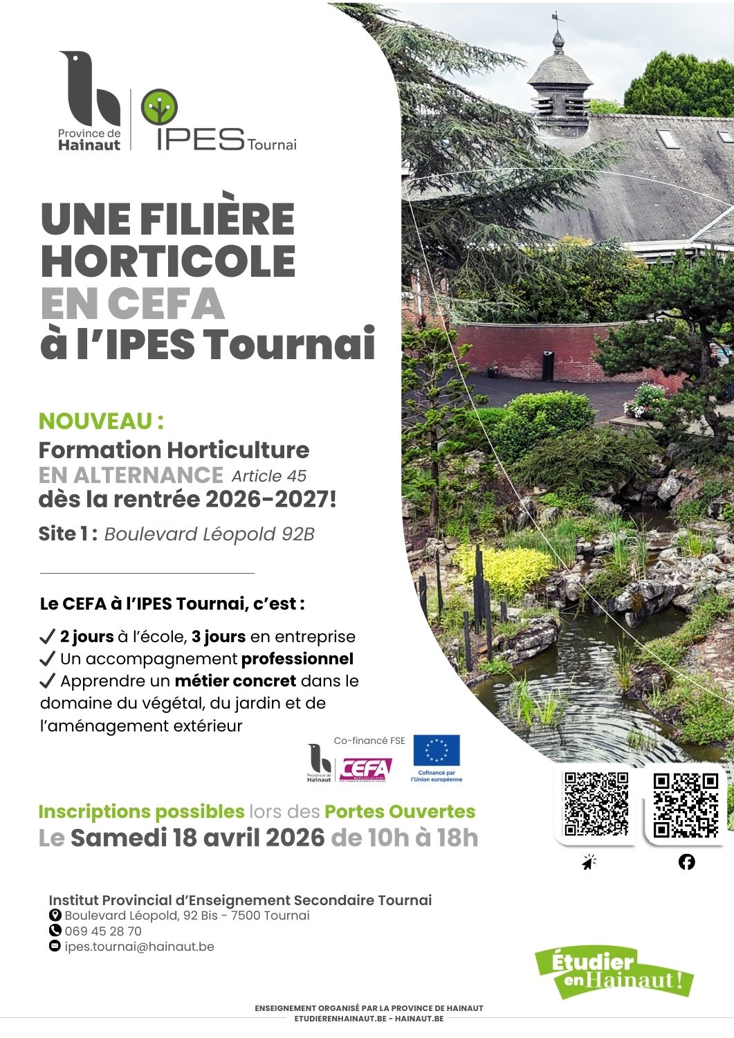 Rentrée 26-27 : une formation « horticulture » en alternance à l’IPES Tournai