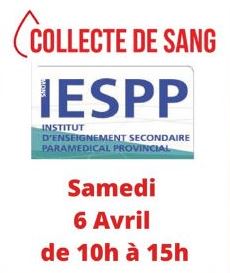 COLLECTE DE SANG IESPP MONS - 06/04/2024