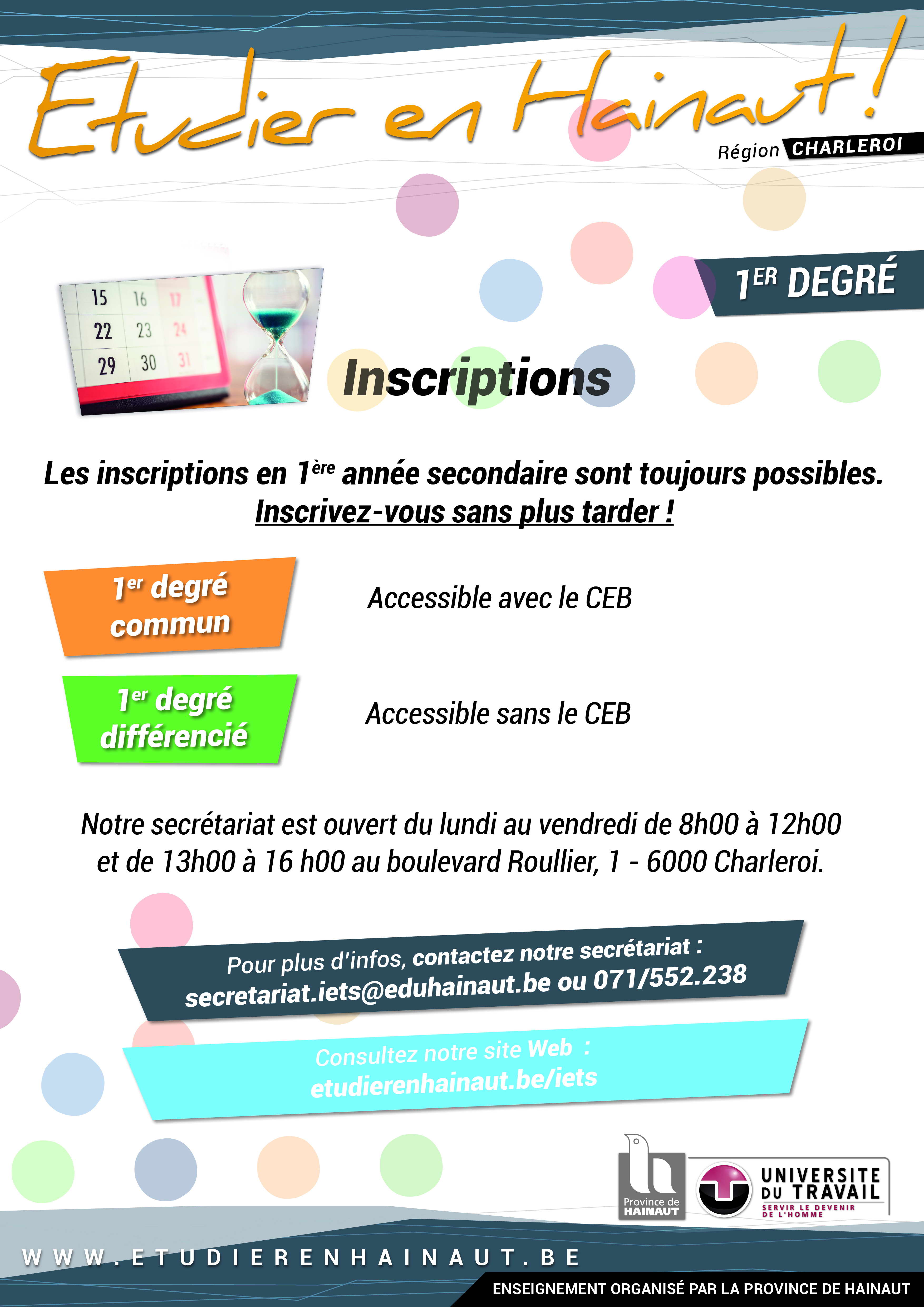 A l'IETS, les inscriptions en 1ère secondaire sont toujours ouvertes!