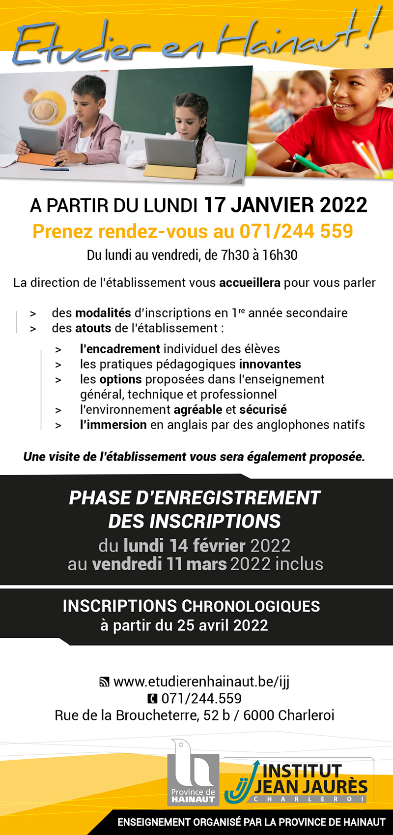 Flyers inscriptions 1re secondaire IJJ 2022