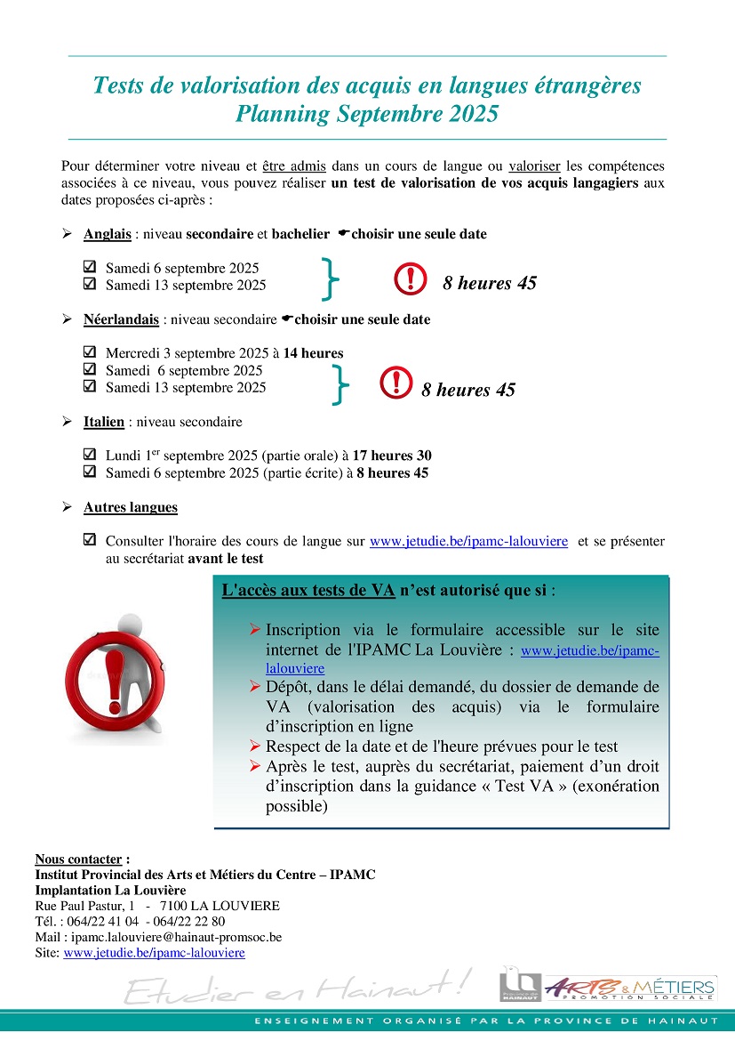 Tests VA langues Septembre 2025