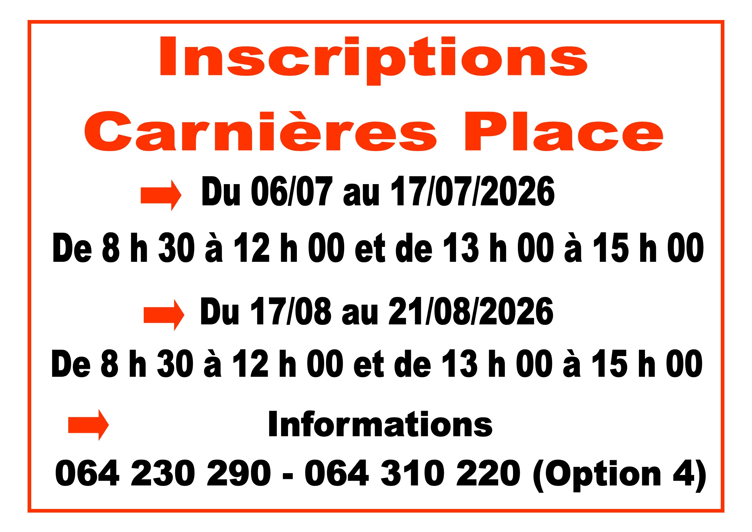 Les inscriptions Place affiches