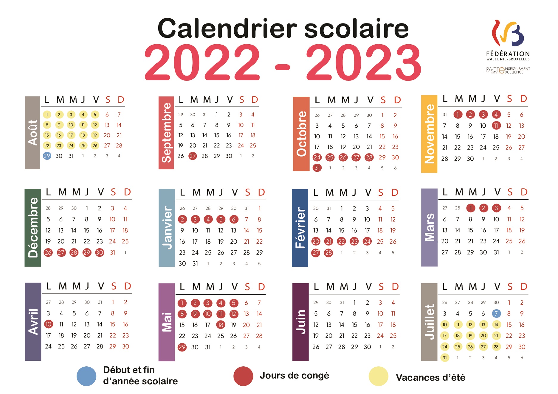Calendrier scolaire 2022 2023 PDF ressource 17033 