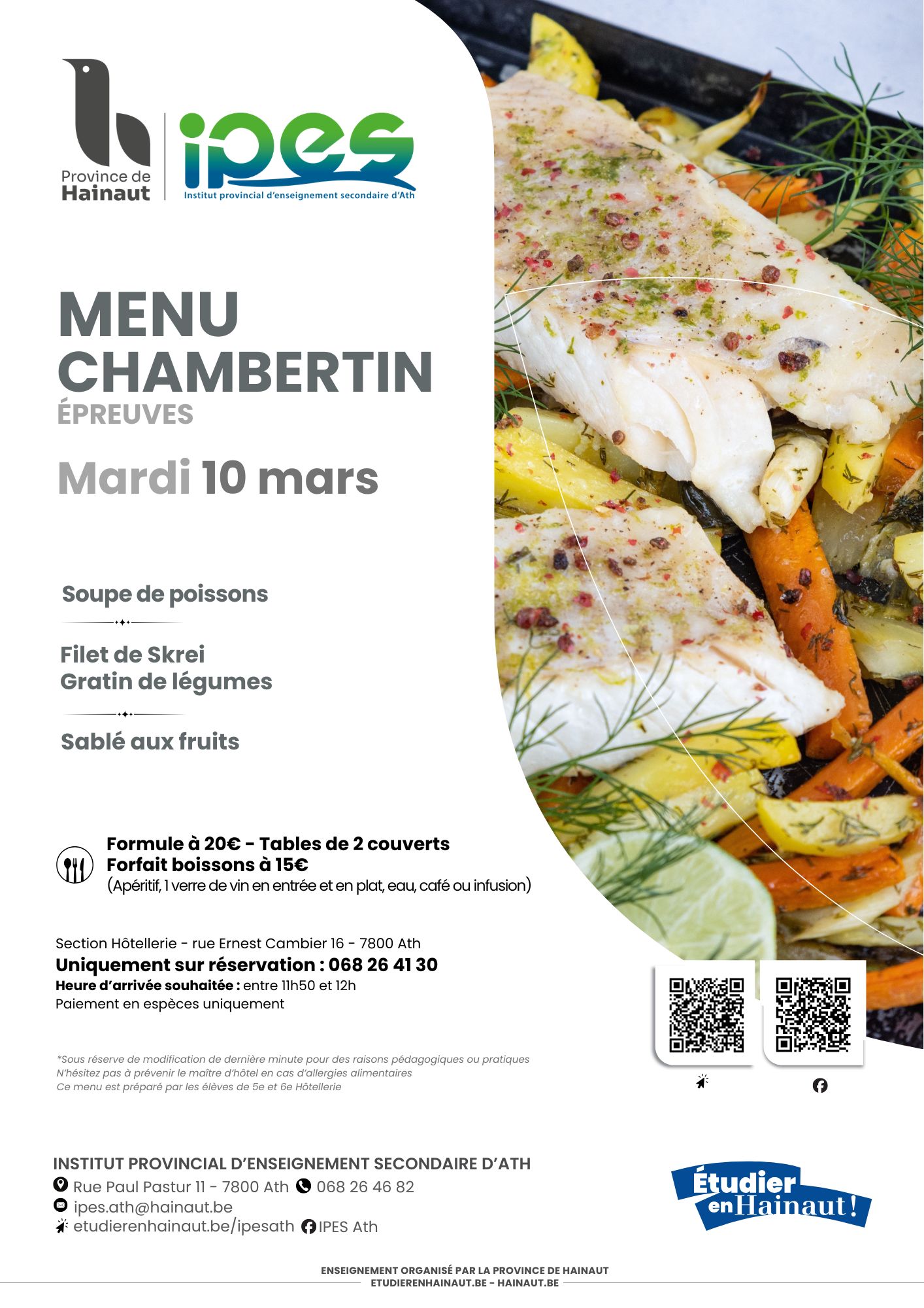 MENU CHAMBERTIN 10 MARS 2026 Poissons
