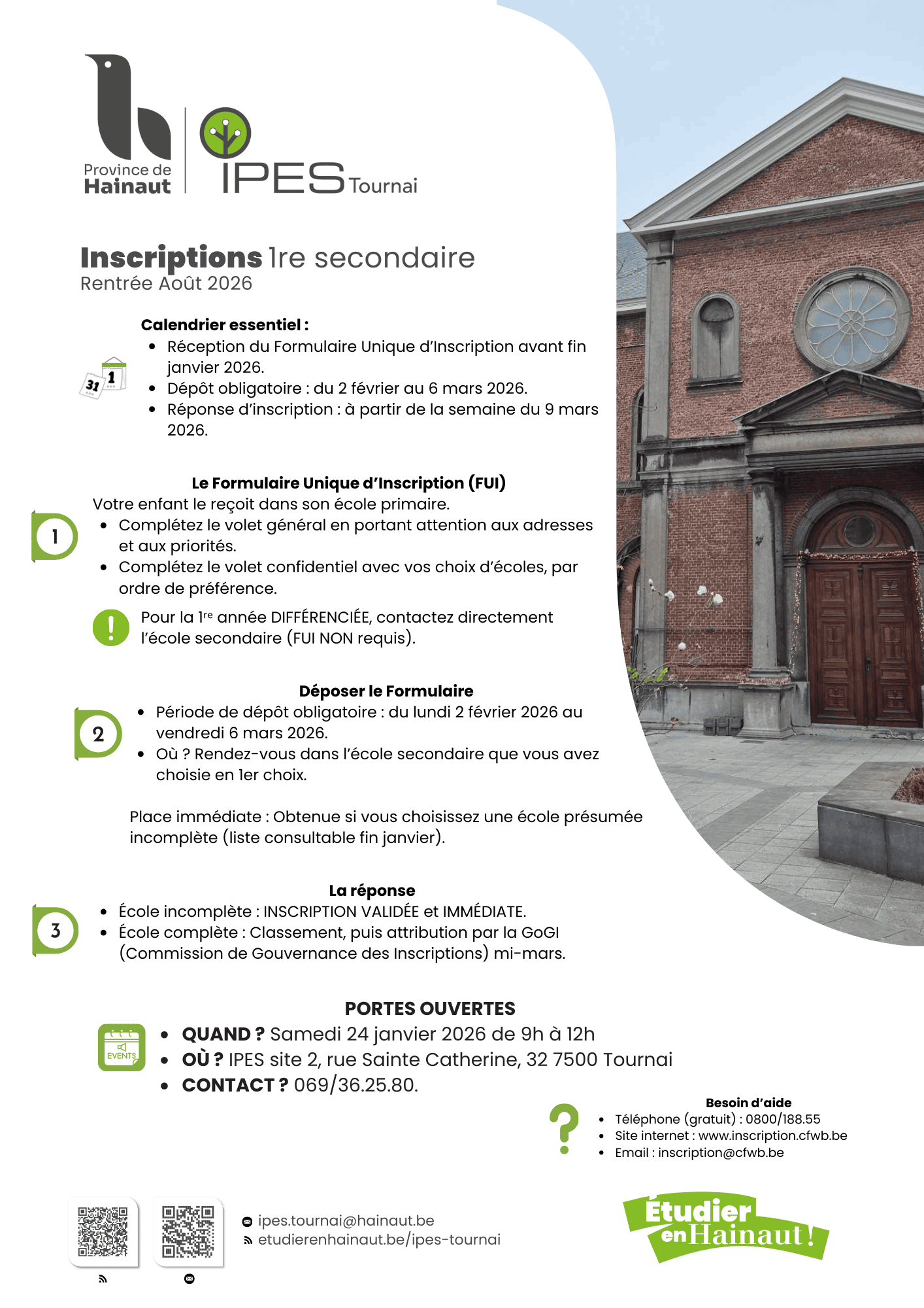 Inscription 1re secondaire 26 27