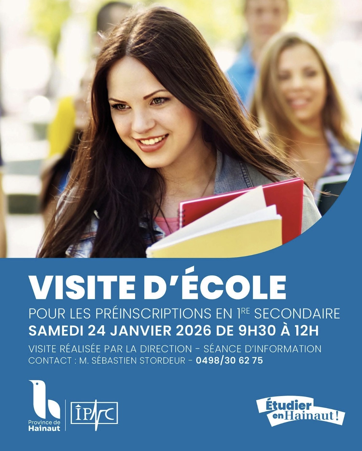 Visite d'école pour la préinscription en 1re secondaire SAMEDI 24 JANVIER 2026
