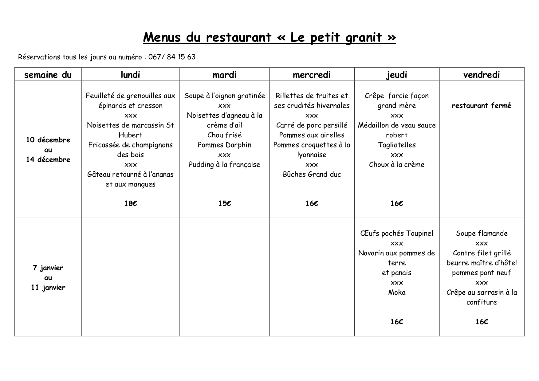 Menu Granit 1